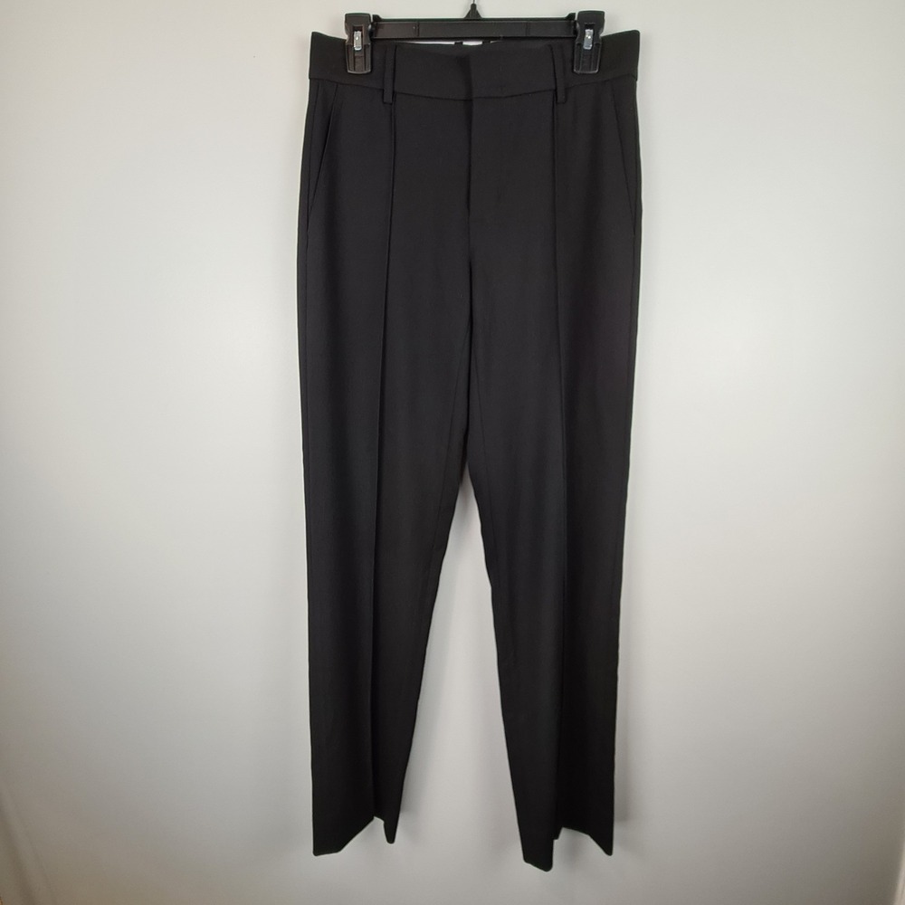 Vince. Women's Pants Black Flat Front Tapered Stretch 4 Workwear Classic Trouser